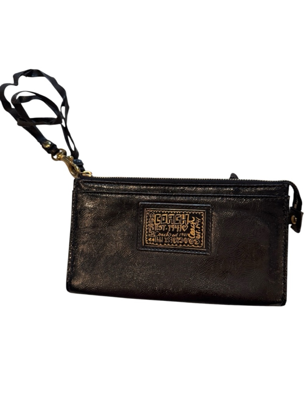 COACH Poppy Black Leather Wristlet Wallet